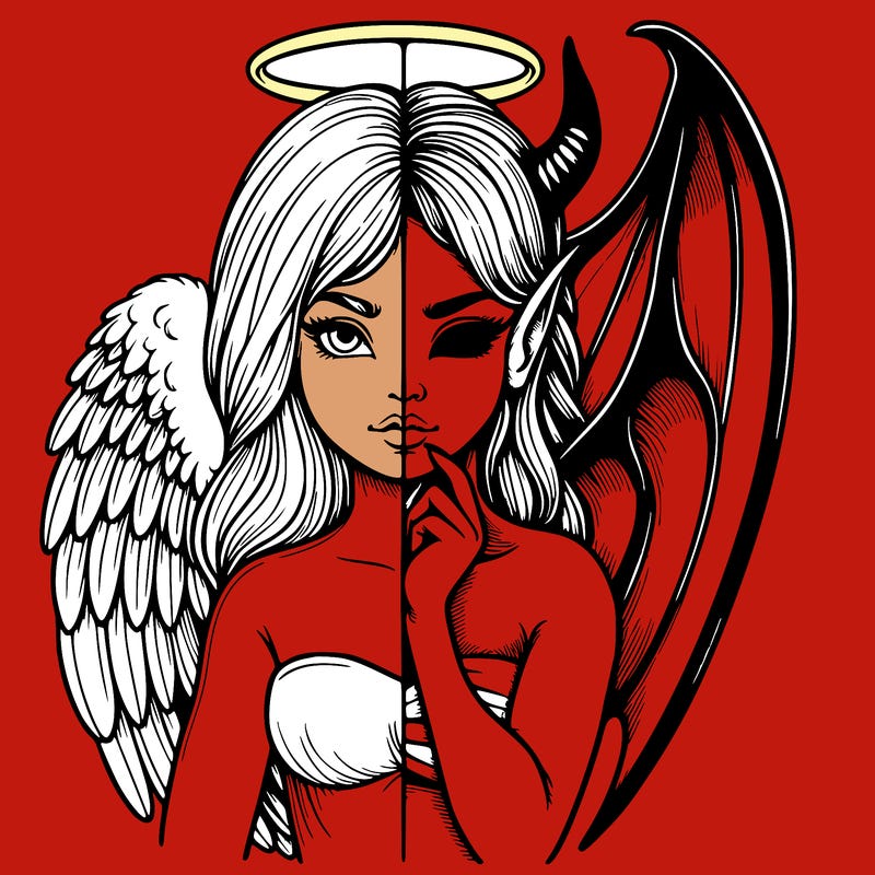 realistic angel half demon