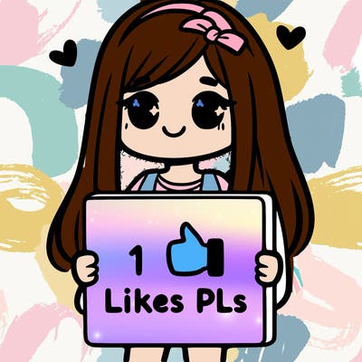 girl holding a sign saying 10 likes pls