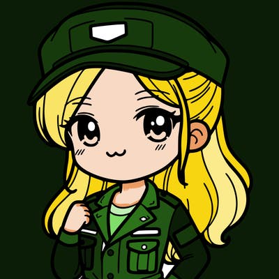 a cute woman with army uniform on