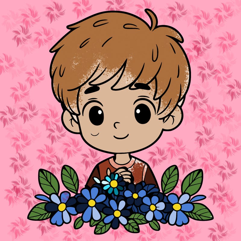 boy with flowers