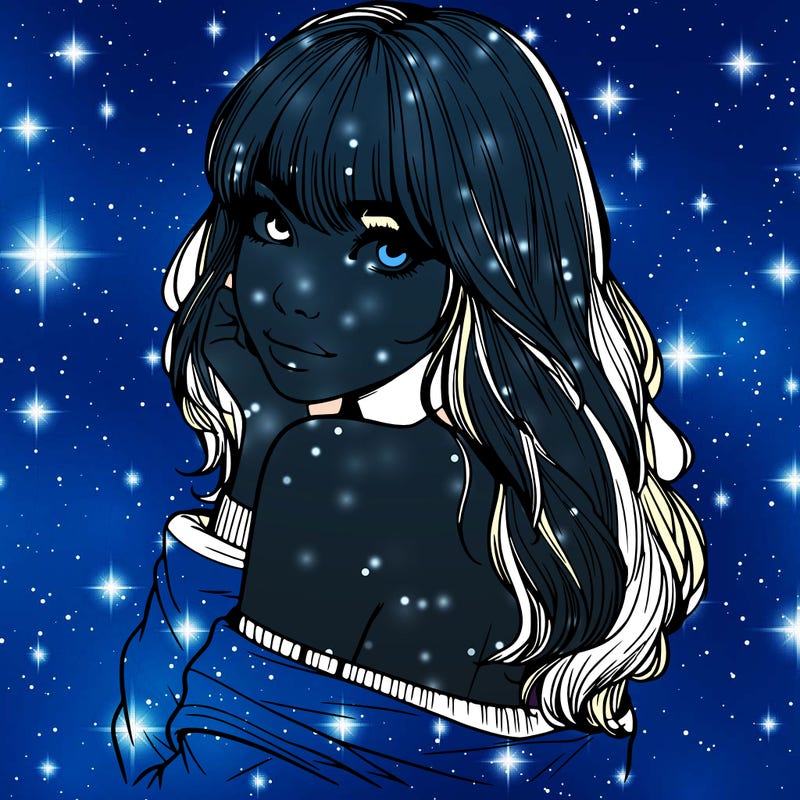 realistic girl with bangs looking over her shoulder