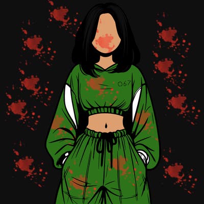 realistic girl faceless with baggy pants and a crop top