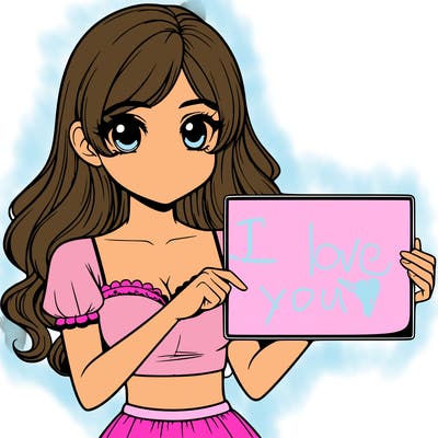 realistic pretty girl holding blank sign