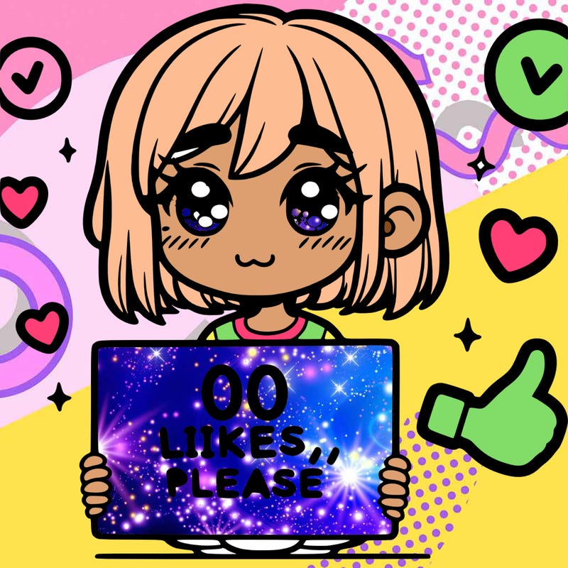 a girl with a sign saying 100 likes, please