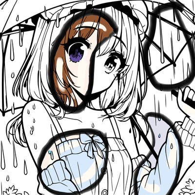pretty anime girl in the rain