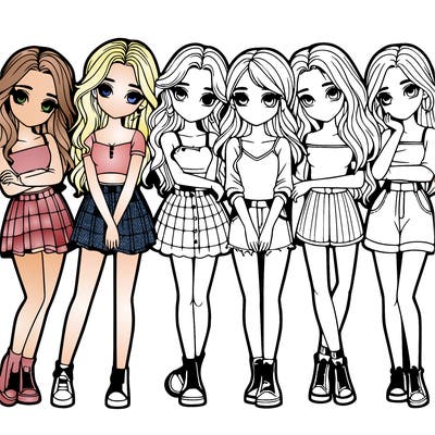 a group of girls realistic