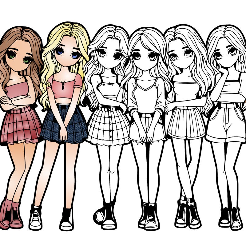 a group of girls realistic