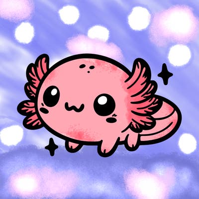cute easy baby axolotl