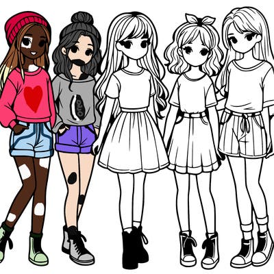 a group of five girls