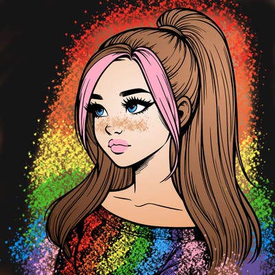 realistic girl with a high ponytail