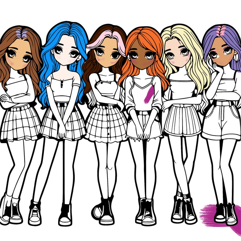 a group of girls realistic