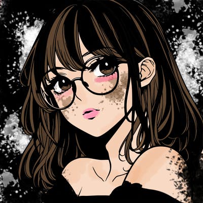 manga woman character with glasses and nice lips