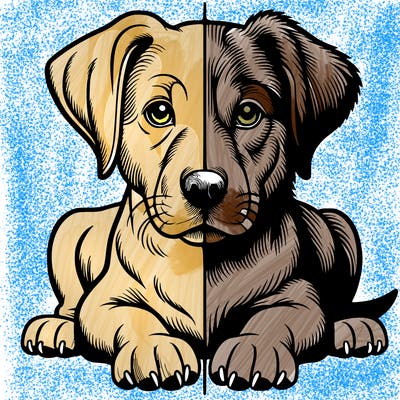 realistic dog split picture