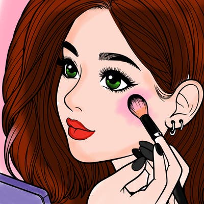 a realistic girl doing her makeup