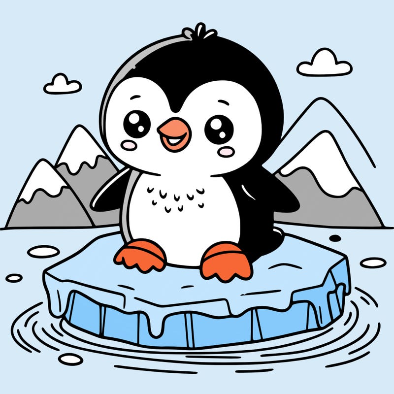 cute penguin on an iceberg