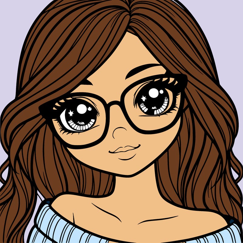 girl with beautiful eyes, hair, and glasses