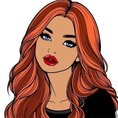 realistic girl with hair on her hair and lips