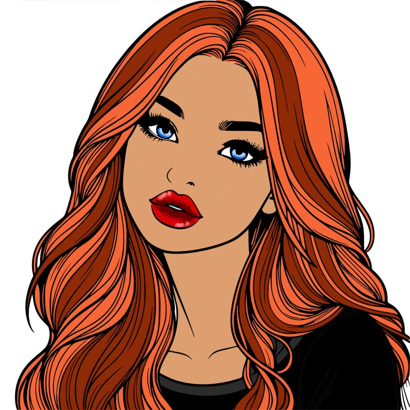 realistic girl with hair on her hair and lips