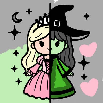 split princess and witch