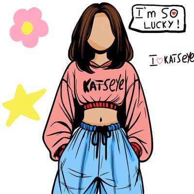 realistic girl faceless with baggy pants and a crop top