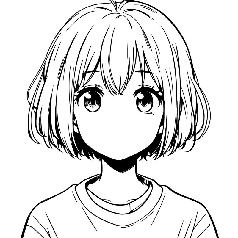 a kid girl with short hair realistic/anime