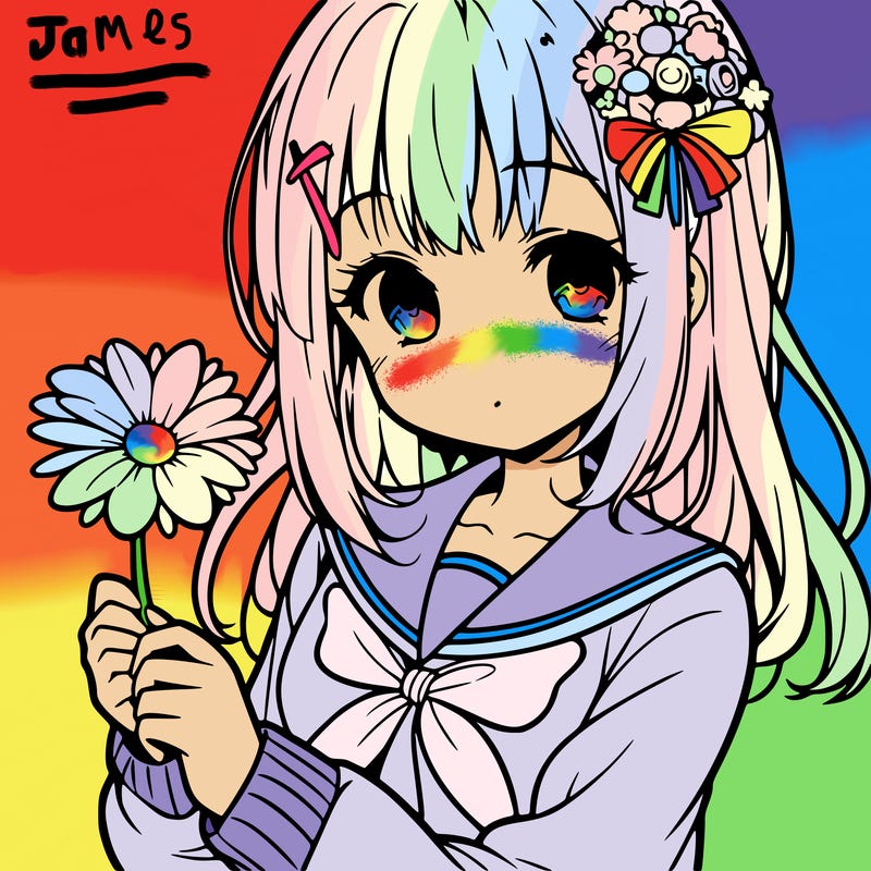 anime girl holding a flower