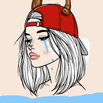 realistic  girl with a backwards hat