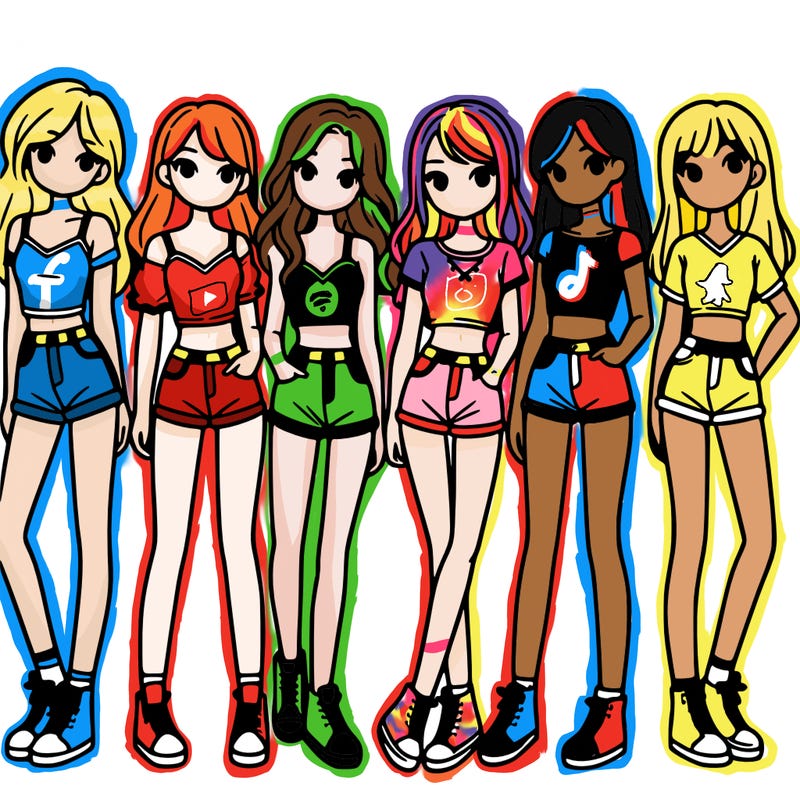 a group of girls wearing crop tops and shorts