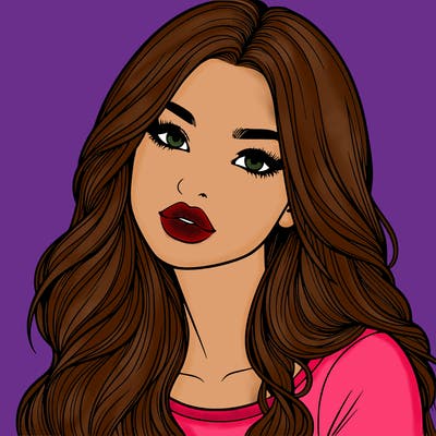 realistic girl with hair on her hair and lips