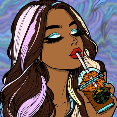 realistic girl drinking starbucks