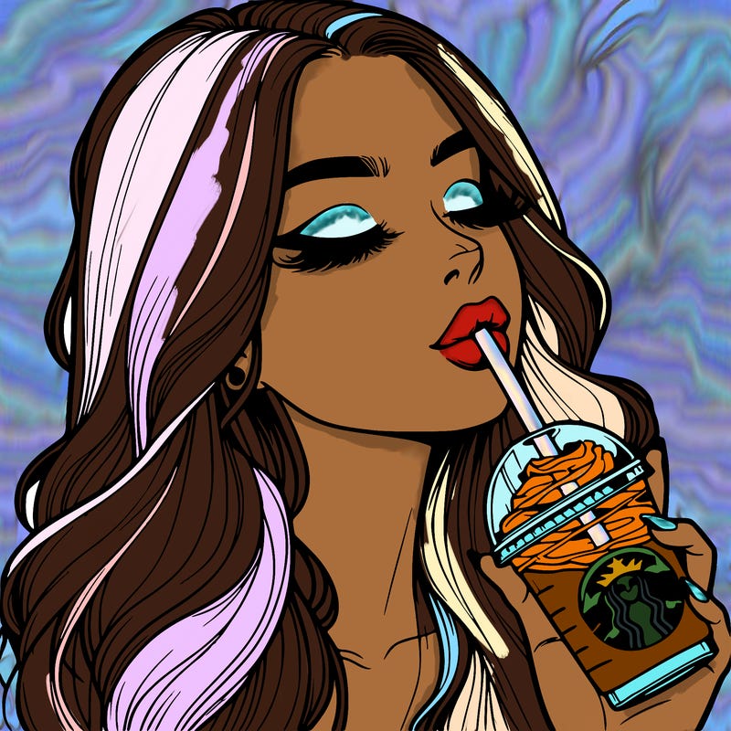 realistic girl drinking starbucks
