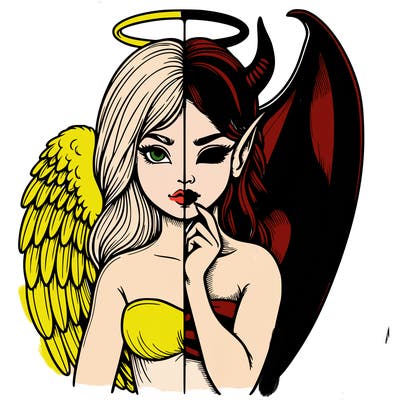 realistic angel half demon