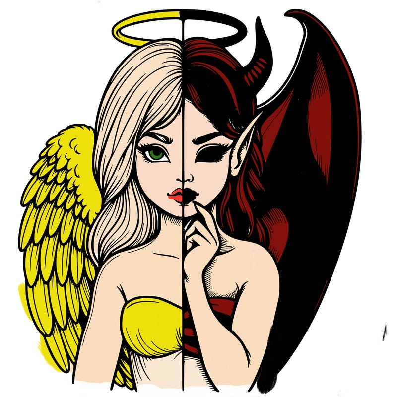 realistic angel half demon