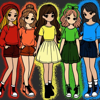 a group of five girls