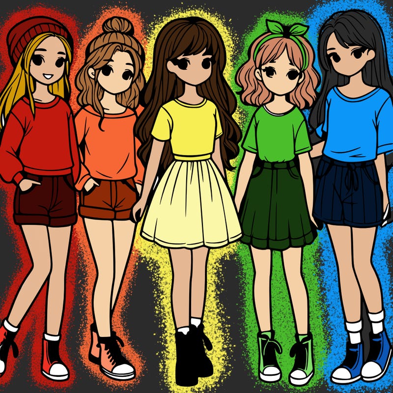 a group of five girls