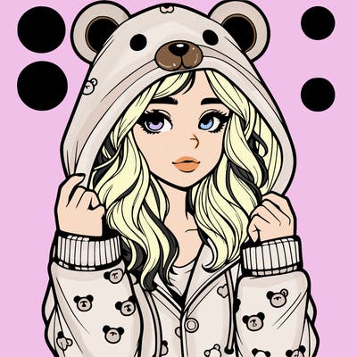 realistic girl in a animal pjs hoodie