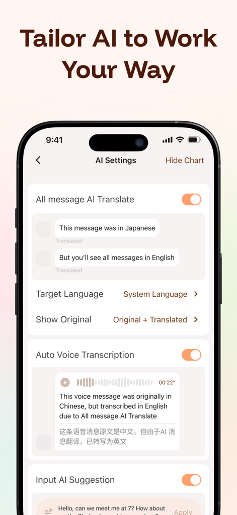 Intent: Closer Across Language - Configuraciones de IA personalizables para traducción y transcripción en la aplicación Intent