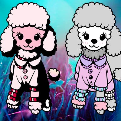 poodle with pink clothing
