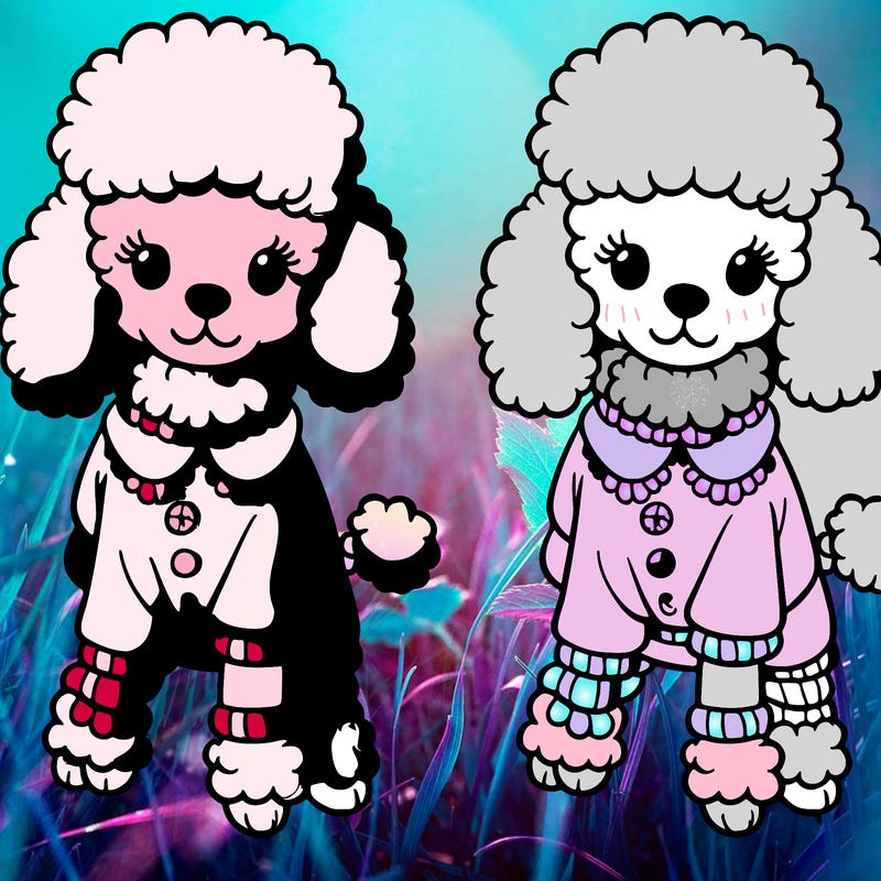 poodle with pink clothing