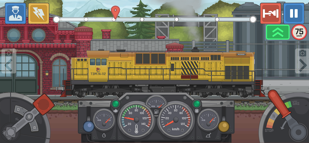 Train Simulator: Railroad Game - Locomotora diésel amarilla y panel de control detallado en Train Simulator Railroad Game