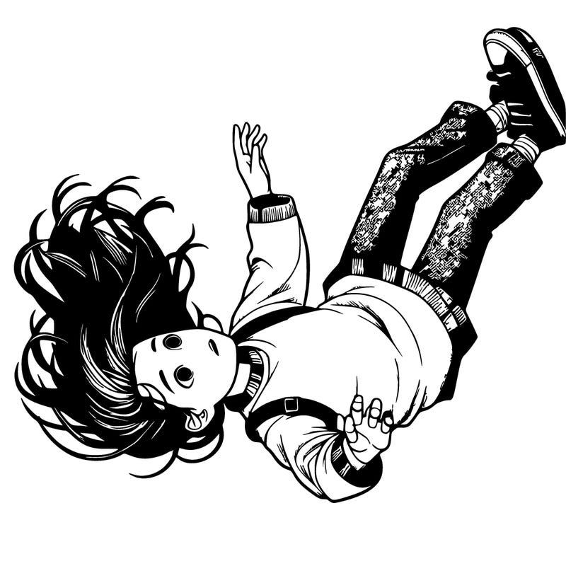 realistic girl falling