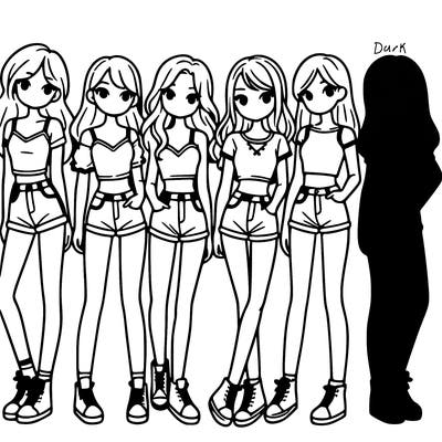 a group of girls wearing crop tops and shorts