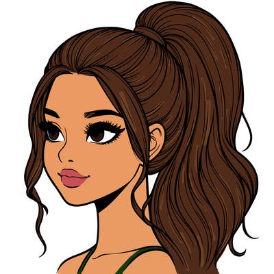 realistic girl with a high ponytail
