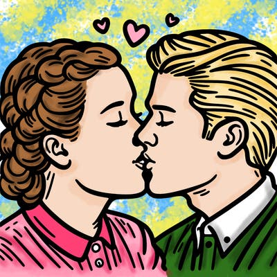 2 people kissing