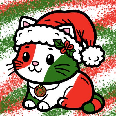 cat wearing christmas hat