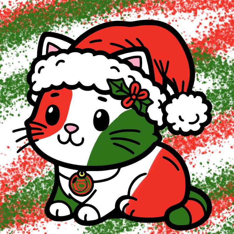 cat wearing christmas hat