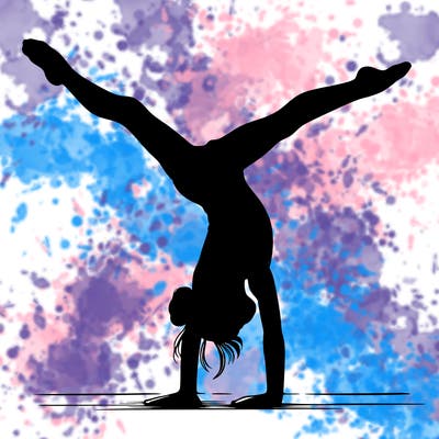 realistic gymnastic hand stand girl in four splits