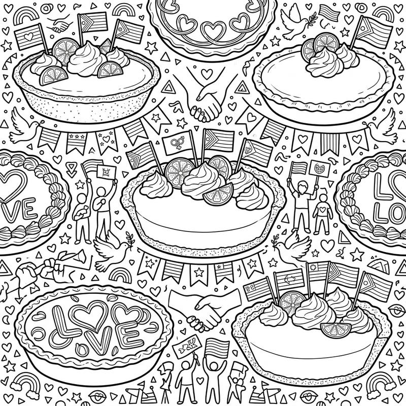 Dive into a delightful world of flavor and festivity with this unique Key Lime Pies Pride coloring page! Perfect for celebrating love, diversity, and the sweet taste of unity through vibrant colors.