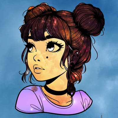 realistic girl with spacebuns
