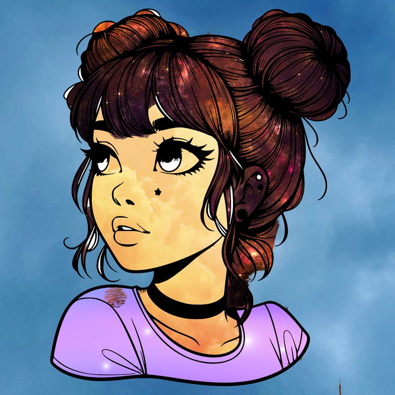 realistic girl with spacebuns